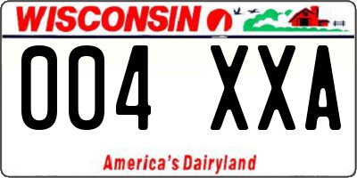 WI license plate 004XXA