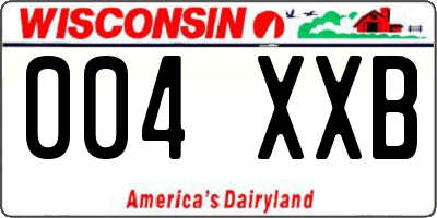 WI license plate 004XXB