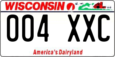 WI license plate 004XXC