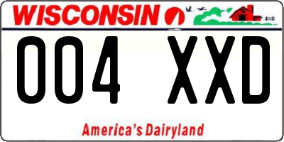 WI license plate 004XXD