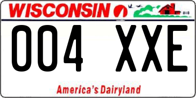 WI license plate 004XXE