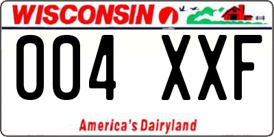 WI license plate 004XXF