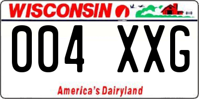 WI license plate 004XXG