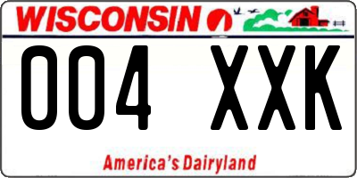 WI license plate 004XXK