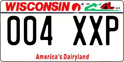 WI license plate 004XXP