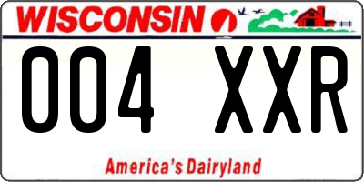 WI license plate 004XXR
