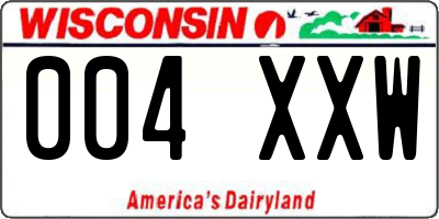 WI license plate 004XXW