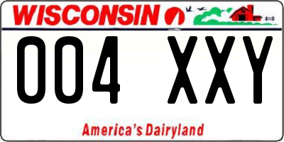 WI license plate 004XXY