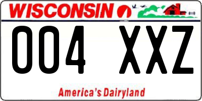 WI license plate 004XXZ