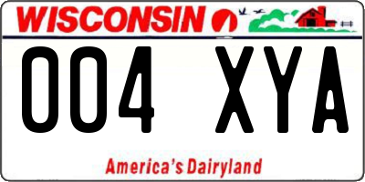 WI license plate 004XYA