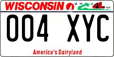 WI license plate 004XYC