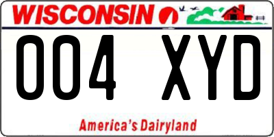 WI license plate 004XYD