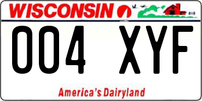 WI license plate 004XYF