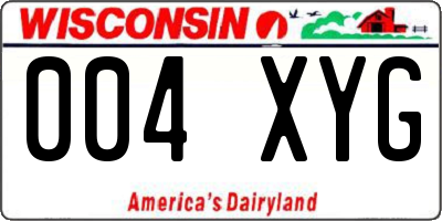 WI license plate 004XYG