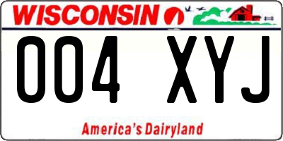 WI license plate 004XYJ