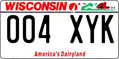 WI license plate 004XYK