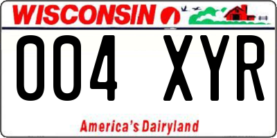 WI license plate 004XYR