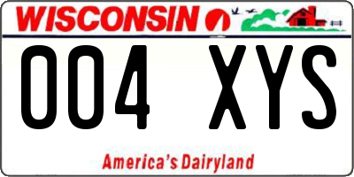 WI license plate 004XYS