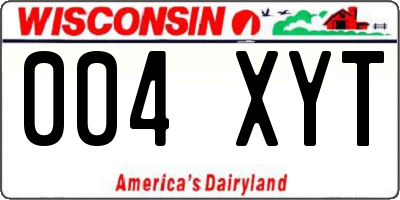 WI license plate 004XYT