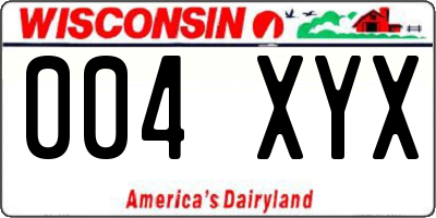 WI license plate 004XYX