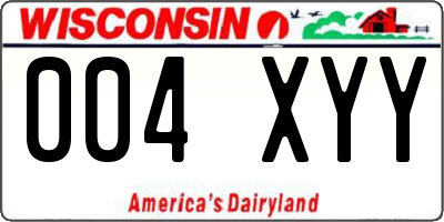 WI license plate 004XYY