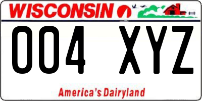 WI license plate 004XYZ