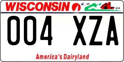 WI license plate 004XZA