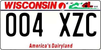 WI license plate 004XZC