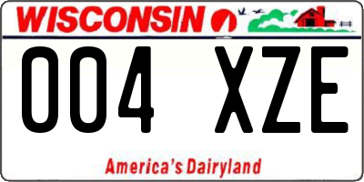 WI license plate 004XZE