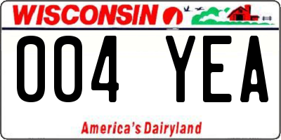 WI license plate 004YEA