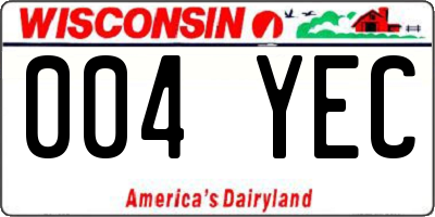 WI license plate 004YEC
