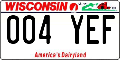 WI license plate 004YEF