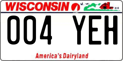 WI license plate 004YEH