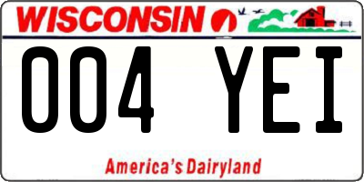 WI license plate 004YEI