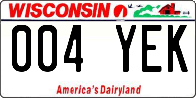WI license plate 004YEK