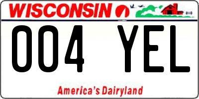 WI license plate 004YEL