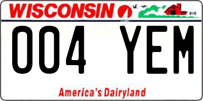 WI license plate 004YEM