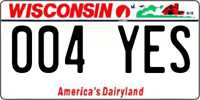 WI license plate 004YES