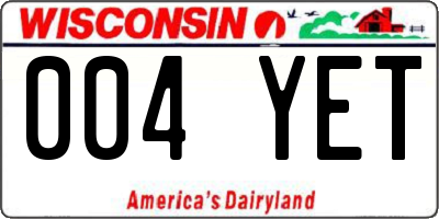 WI license plate 004YET