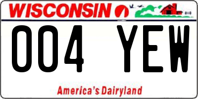 WI license plate 004YEW