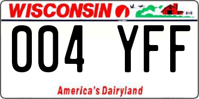 WI license plate 004YFF