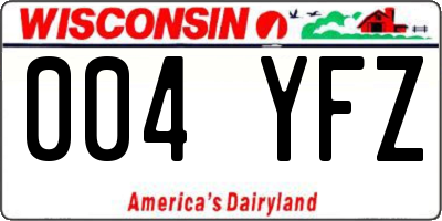 WI license plate 004YFZ