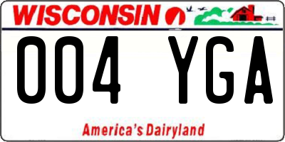 WI license plate 004YGA