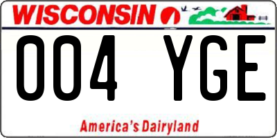WI license plate 004YGE