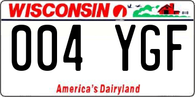 WI license plate 004YGF