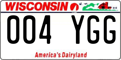 WI license plate 004YGG