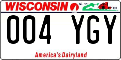 WI license plate 004YGY