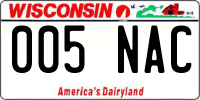 WI license plate 005NAC