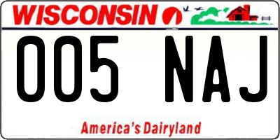 WI license plate 005NAJ