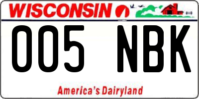 WI license plate 005NBK